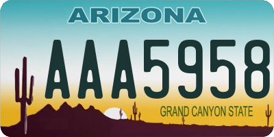 AZ license plate AAA5958