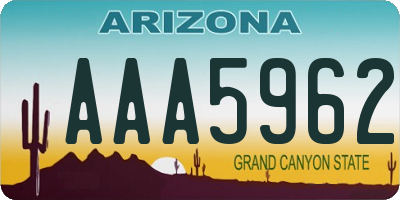 AZ license plate AAA5962