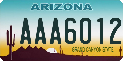 AZ license plate AAA6012