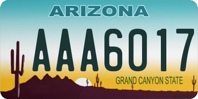 AZ license plate AAA6017