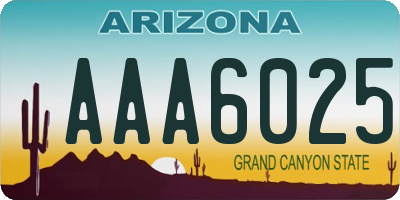 AZ license plate AAA6025