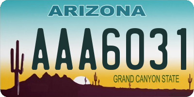 AZ license plate AAA6031