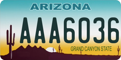 AZ license plate AAA6036