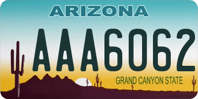 AZ license plate AAA6062