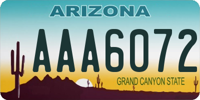 AZ license plate AAA6072