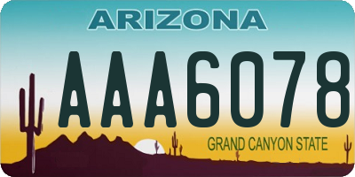 AZ license plate AAA6078