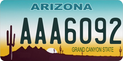 AZ license plate AAA6092