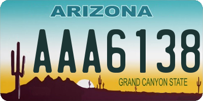 AZ license plate AAA6138