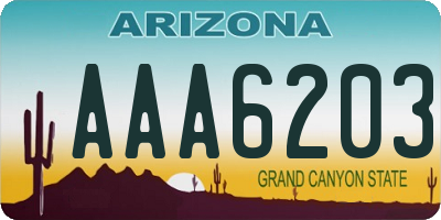 AZ license plate AAA6203