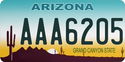 AZ license plate AAA6205