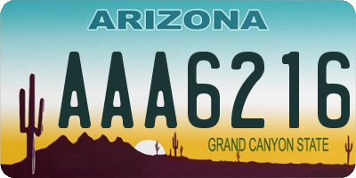 AZ license plate AAA6216