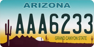 AZ license plate AAA6233