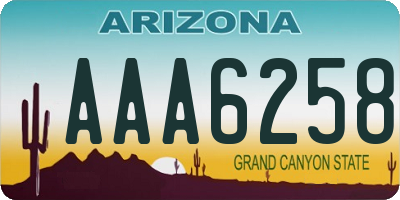 AZ license plate AAA6258