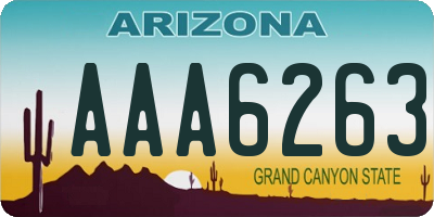 AZ license plate AAA6263