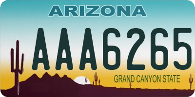 AZ license plate AAA6265