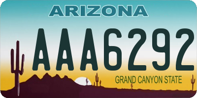 AZ license plate AAA6292