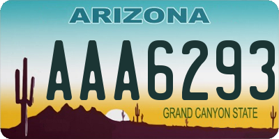 AZ license plate AAA6293