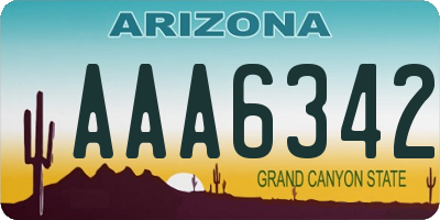 AZ license plate AAA6342