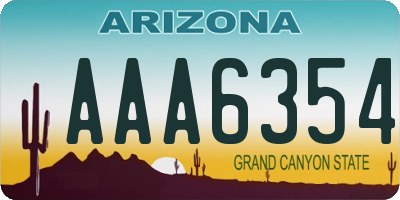 AZ license plate AAA6354