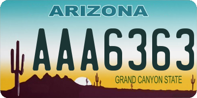 AZ license plate AAA6363