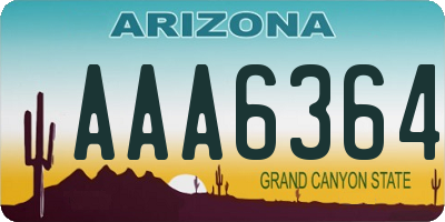 AZ license plate AAA6364