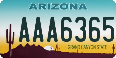 AZ license plate AAA6365