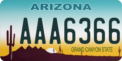 AZ license plate AAA6366