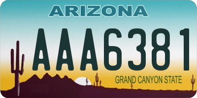 AZ license plate AAA6381