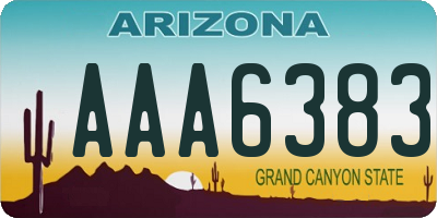 AZ license plate AAA6383