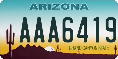 AZ license plate AAA6419