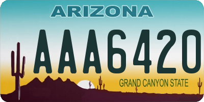 AZ license plate AAA6420