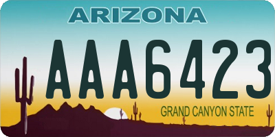 AZ license plate AAA6423