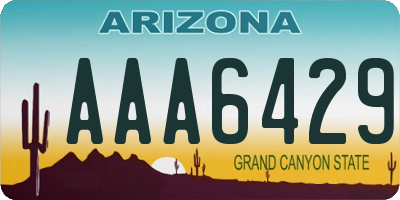 AZ license plate AAA6429