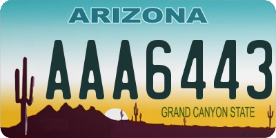 AZ license plate AAA6443