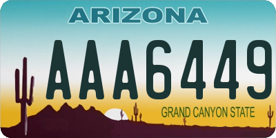 AZ license plate AAA6449