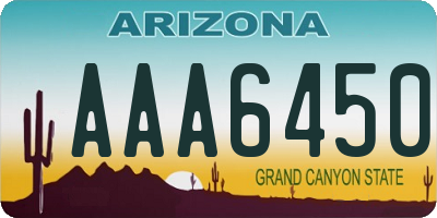 AZ license plate AAA6450