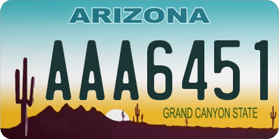 AZ license plate AAA6451