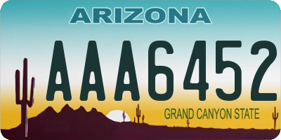 AZ license plate AAA6452