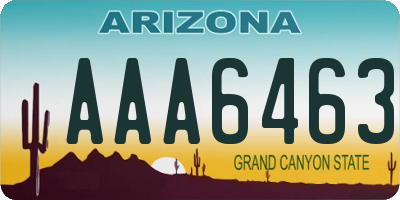 AZ license plate AAA6463