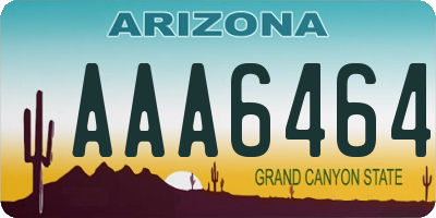 AZ license plate AAA6464