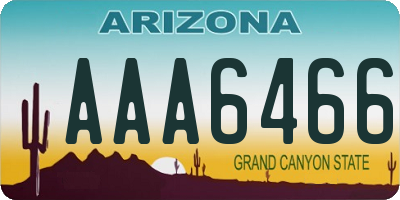 AZ license plate AAA6466