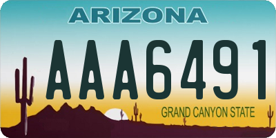 AZ license plate AAA6491