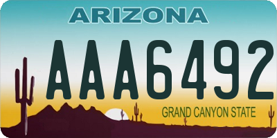 AZ license plate AAA6492