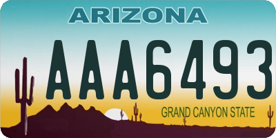 AZ license plate AAA6493