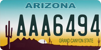 AZ license plate AAA6494