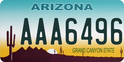 AZ license plate AAA6496