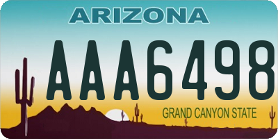 AZ license plate AAA6498