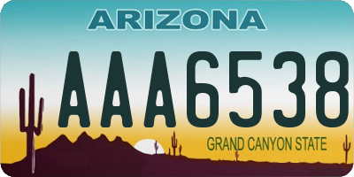 AZ license plate AAA6538