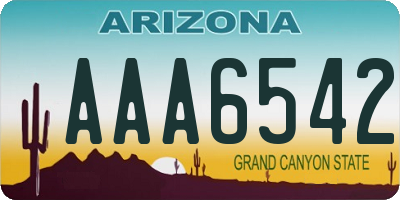 AZ license plate AAA6542