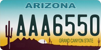 AZ license plate AAA6550